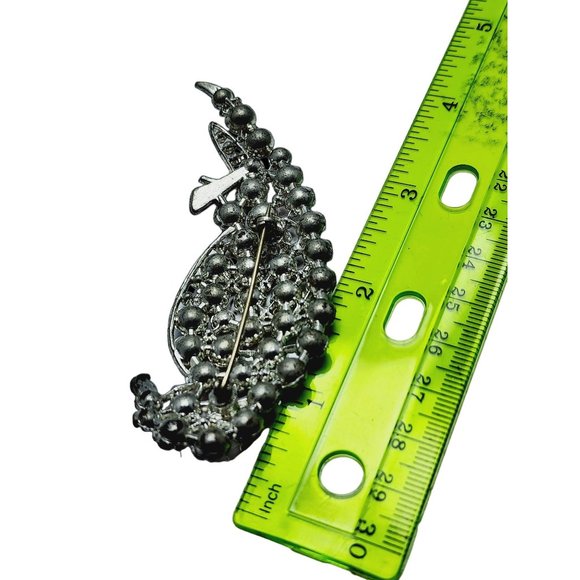 Antique Art Deco Pot Metal Glass Rhinestone Parrot Brooch (A893) - Picture 4 of 4